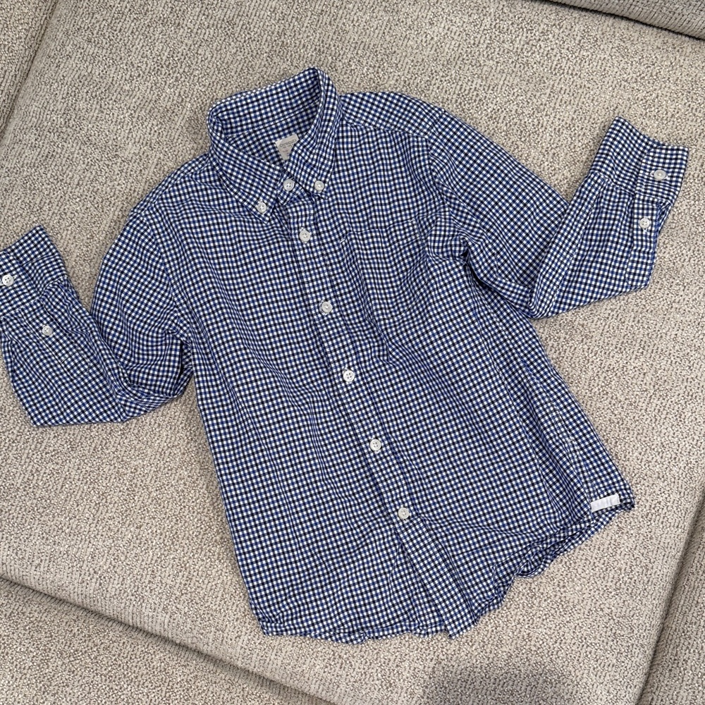Boys Blue Checkered Collared dress shirt 100% Cotton